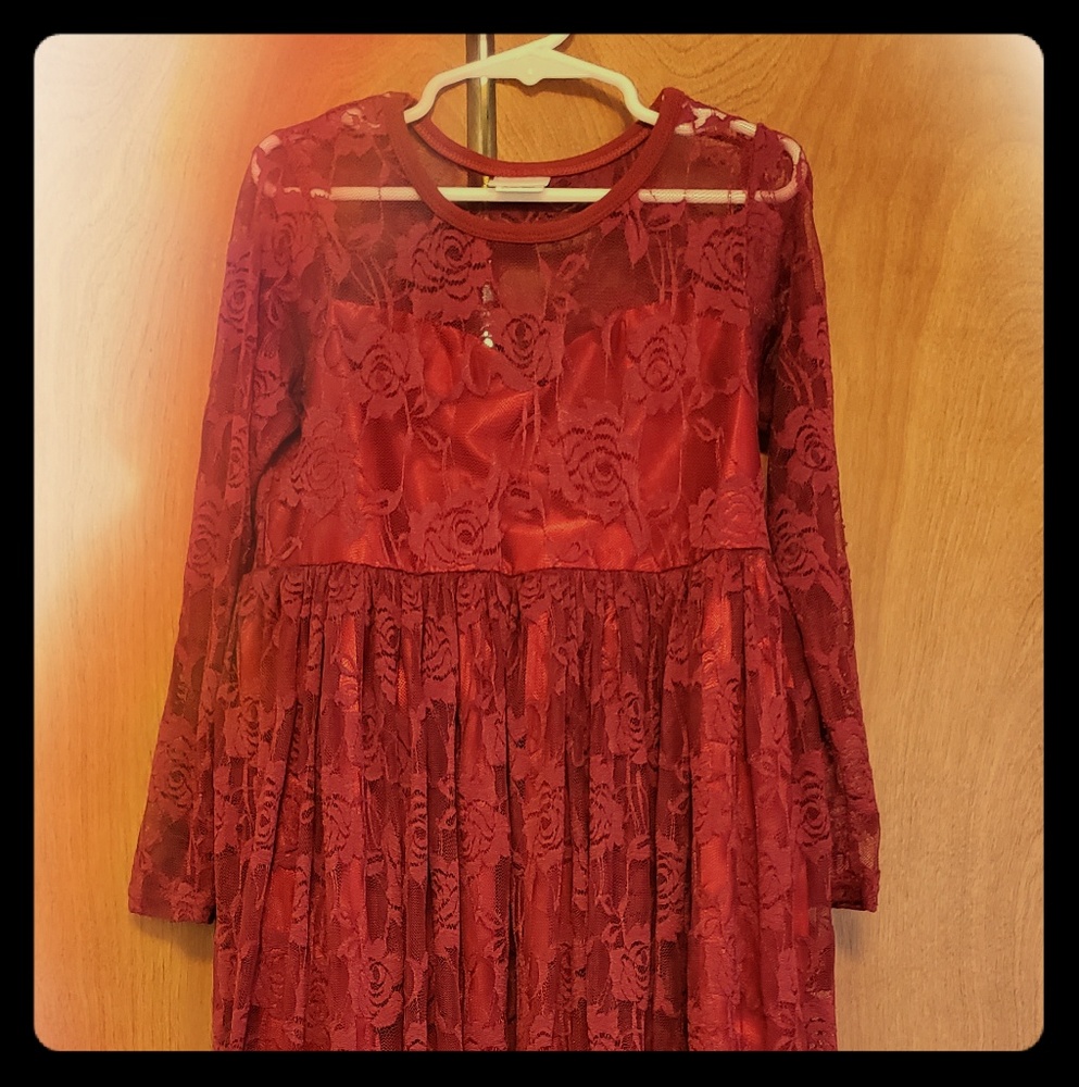 Girls lace full length dress